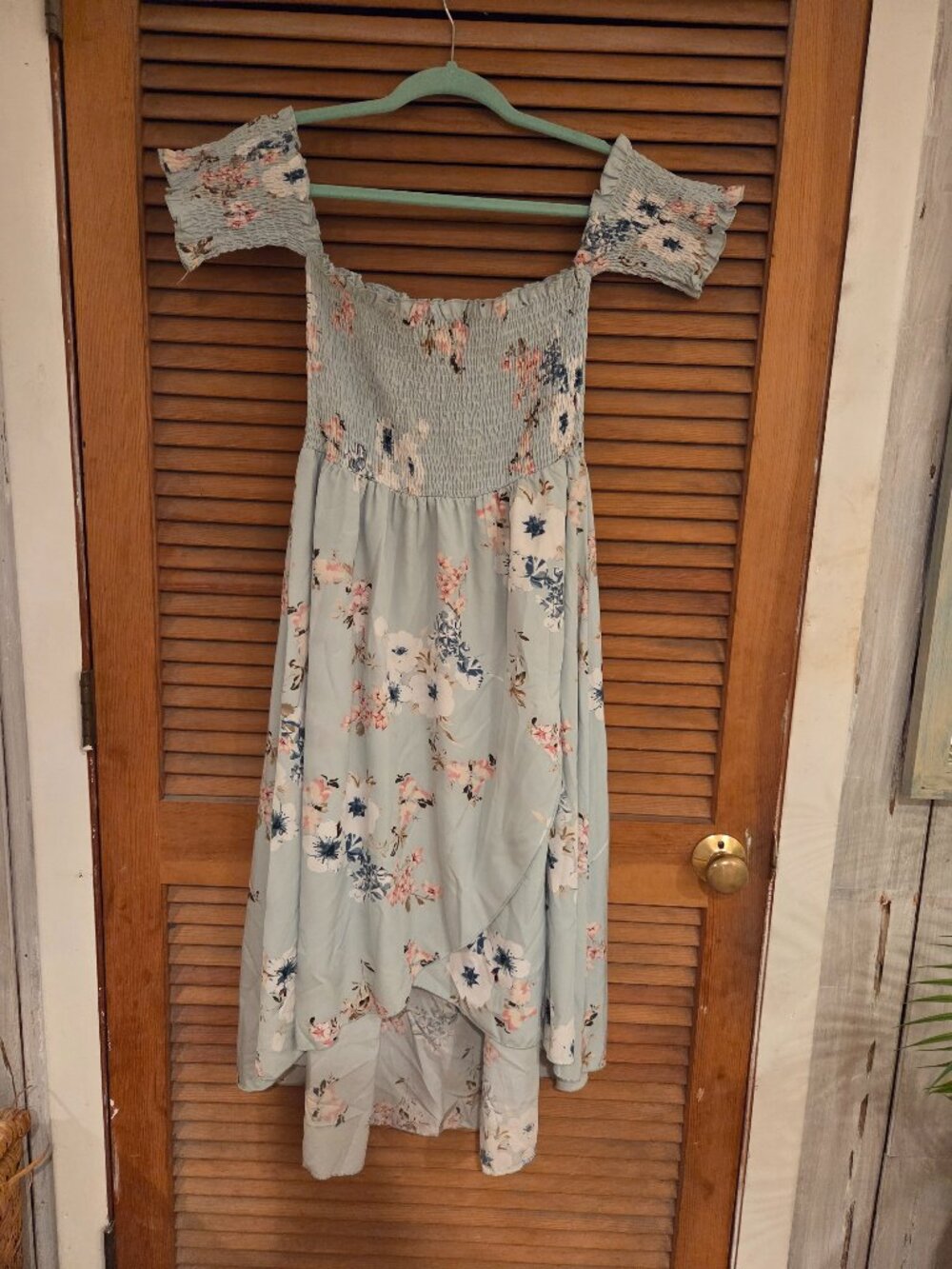 light green floral high low dress